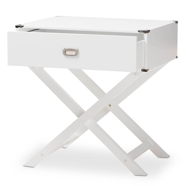 Curtice Modern White 1-Drawer Wooden Bedside Table